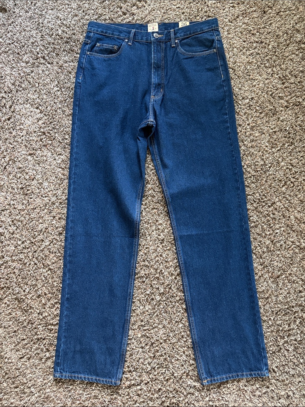 Red Head Classic Straight Leg Dark Blue Cotton Denim Jeans, Size 36 x 36